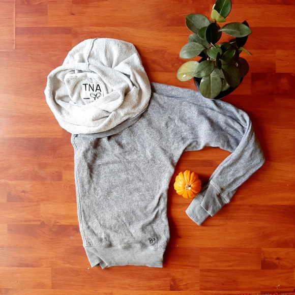 Aritzia Tops - ARITZIA TNA clifton funnel neck grey cotton hoodie